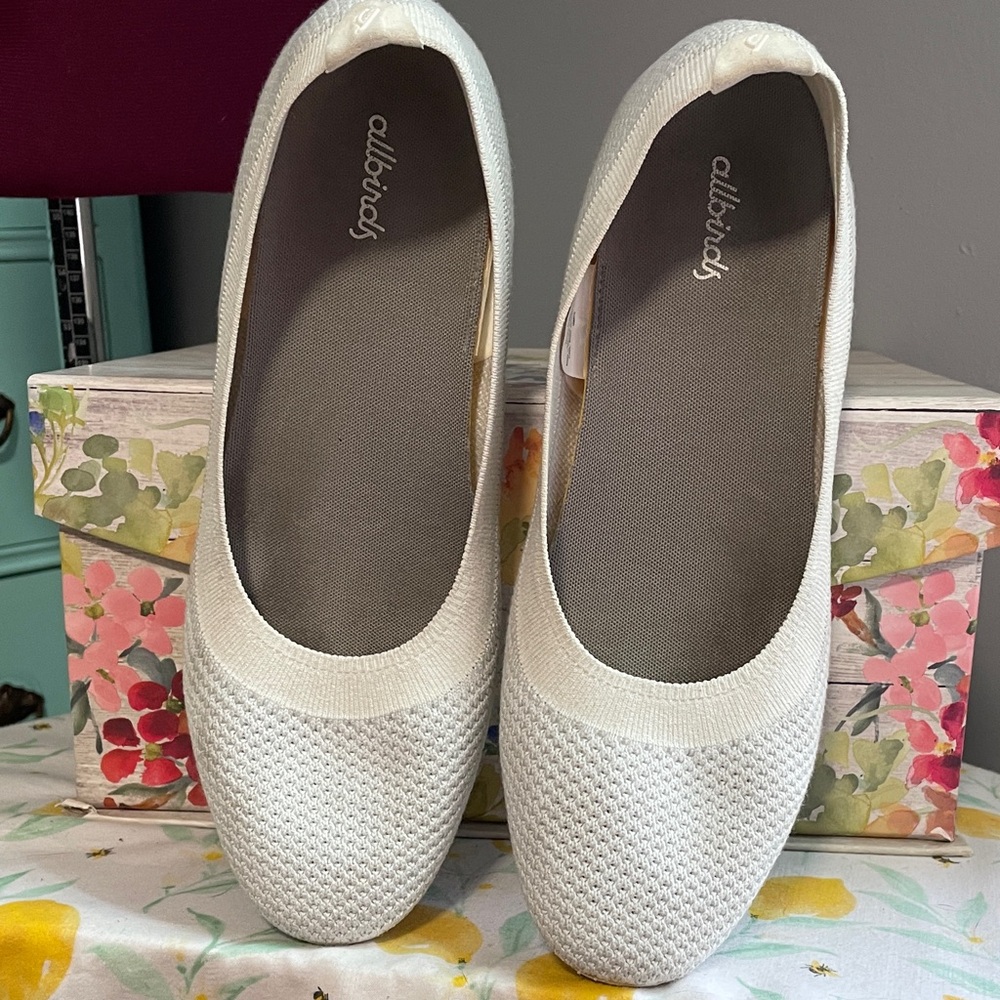 allbirds Cream Knit Slip-On Flats